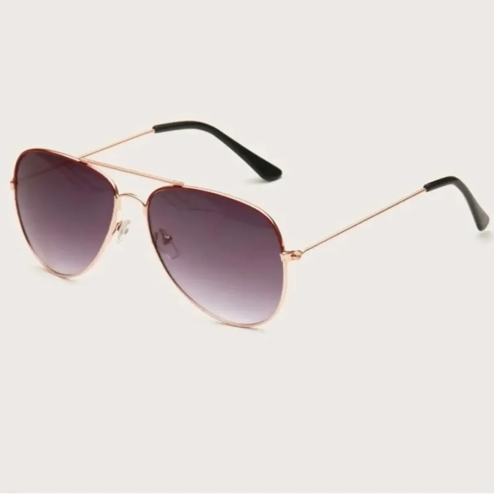 Aviator Sunglasses Gold Frame Purple Lenses for Men Women Case Included